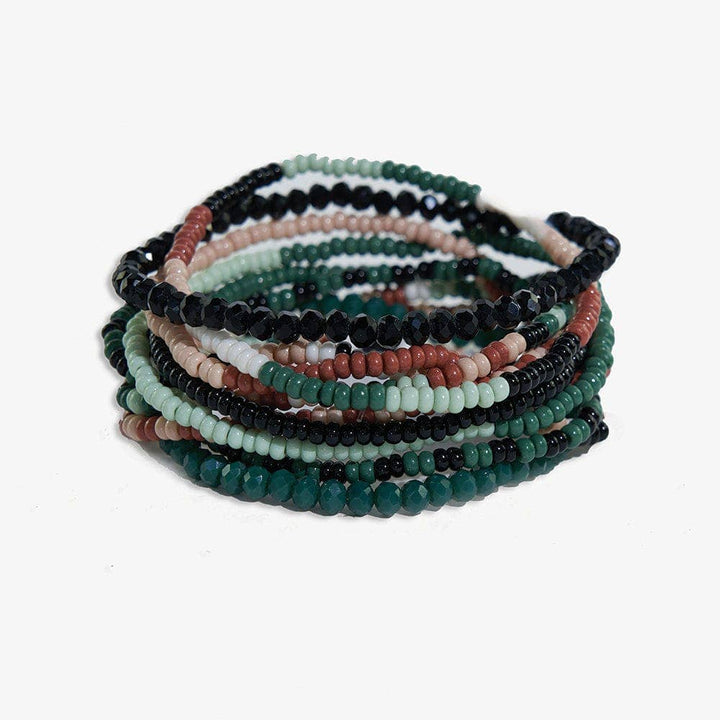 Beaded 10 Strand Stretch Bracelets - Desert