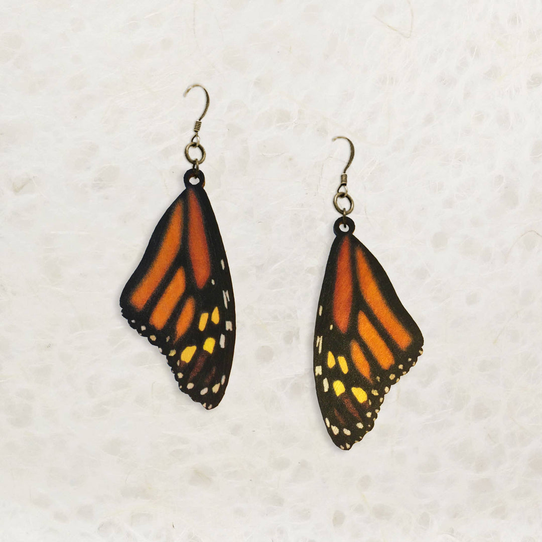Monarch Butterfly Wood Earrings