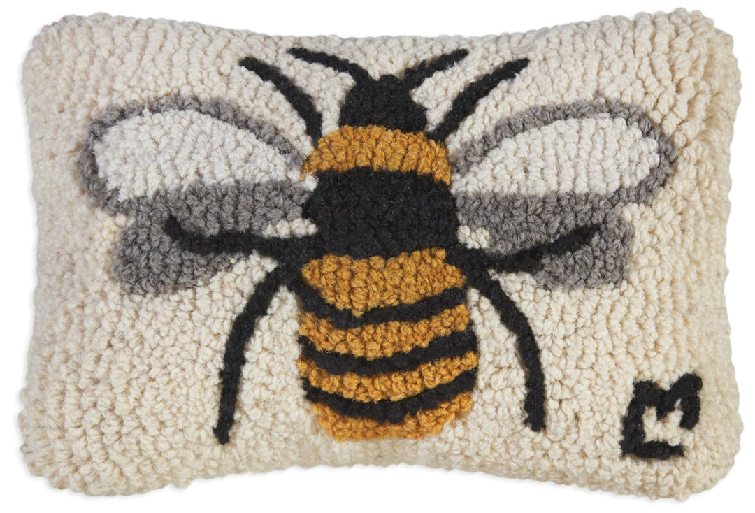 Bee Wool Hooked Pillow