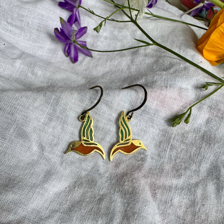 Hummingbird Stained Glass Resin Earrings