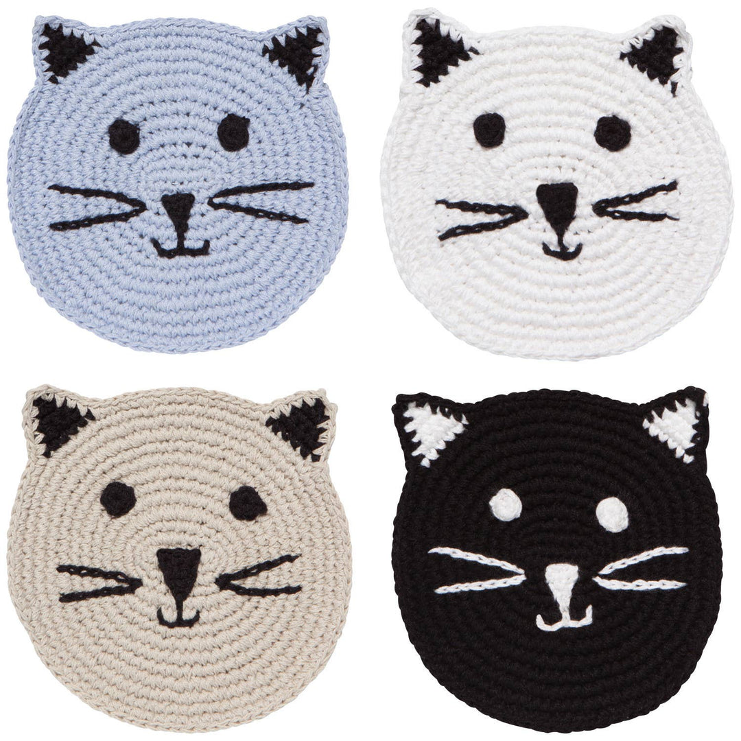 Meow & Forever Crochet Cat Coasters