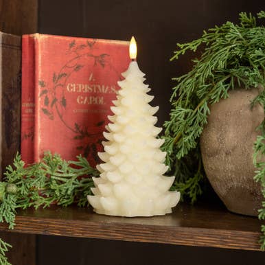 Cream Balsam Tree Candle with 3D Flame