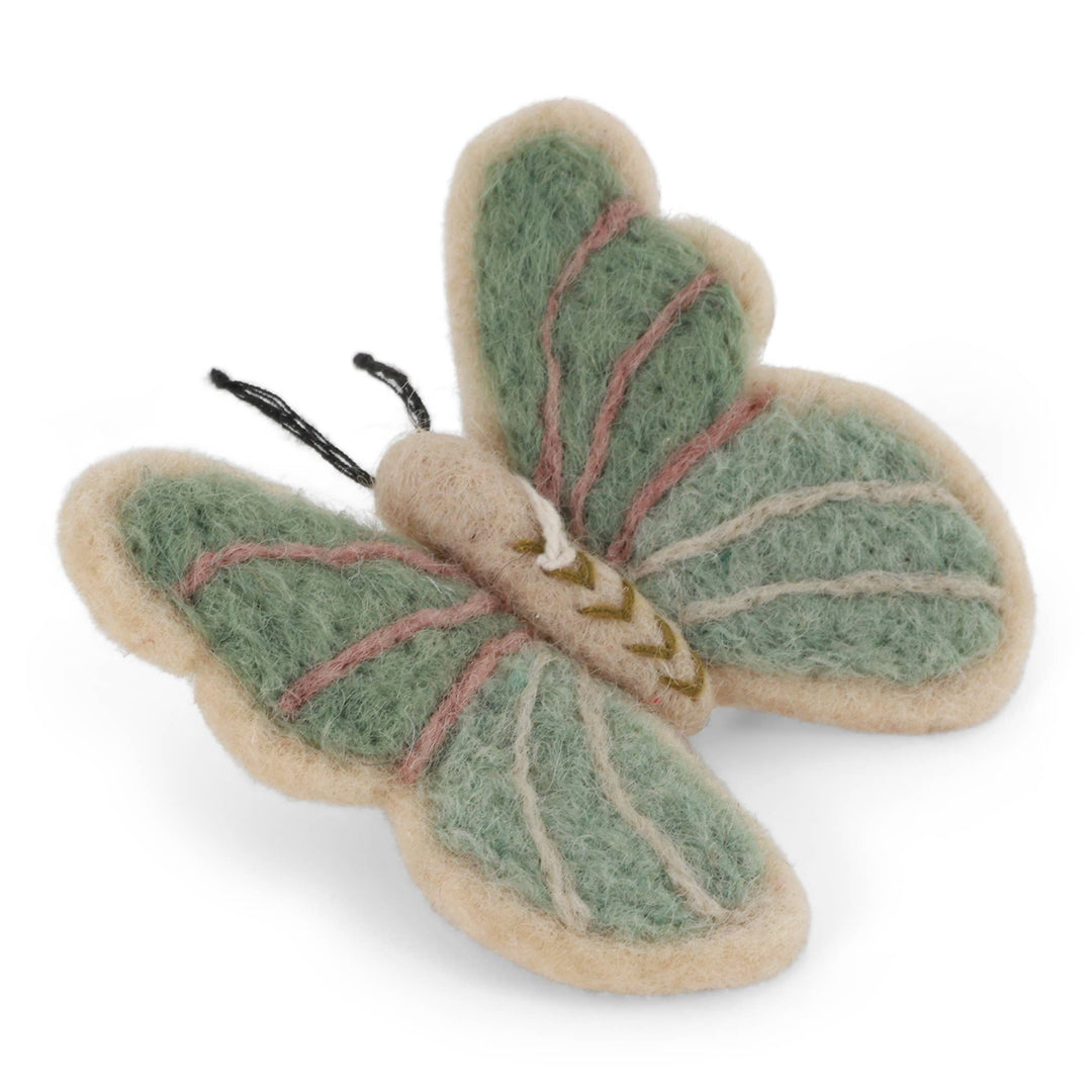 Green Wool Felted Butterfly Ornament