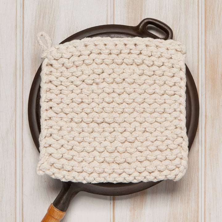Natural Knit Potholder - Merry Piglets