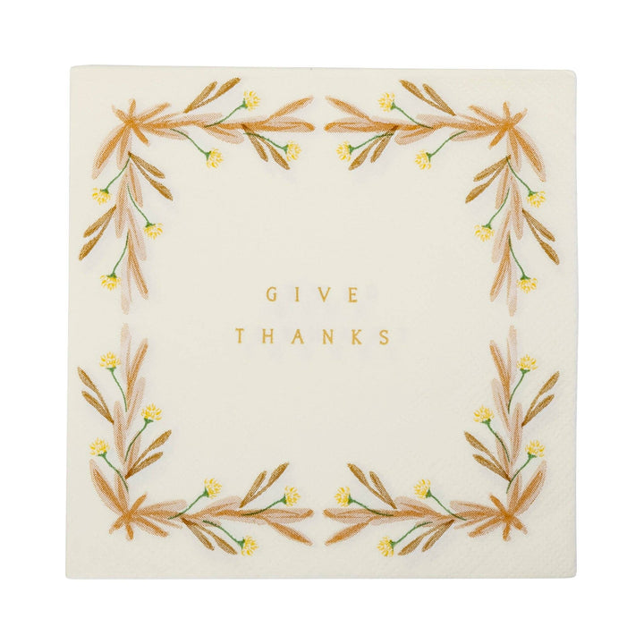 Give Thanks Cream Cocktail Napkin