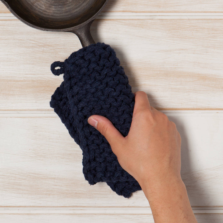 Midnight Blue Knit Potholder - Merry Piglets