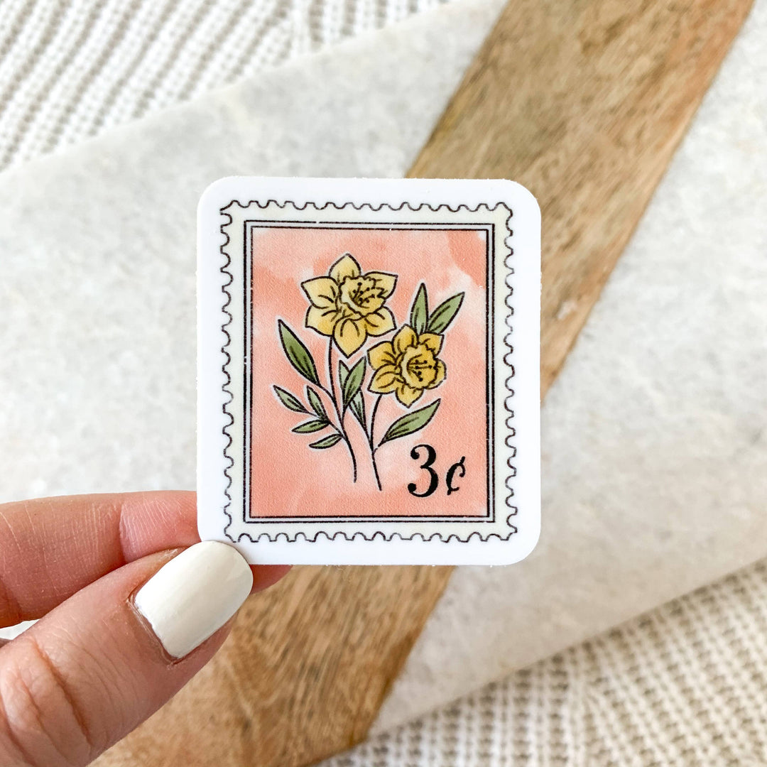 Pink Floral Stamp Sticker