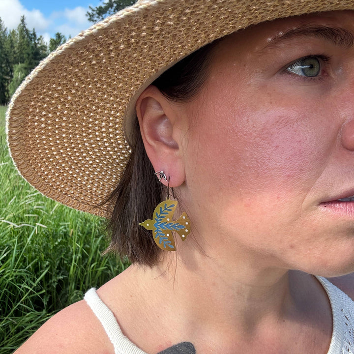 Dala Bird Stained Glass Resin Earrings