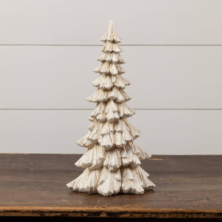 Glittered Cream Tree - 15"
