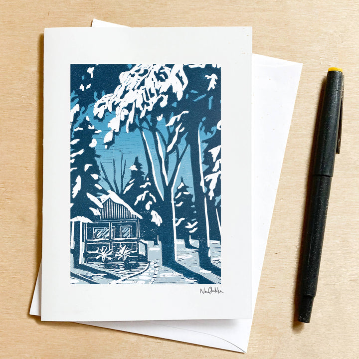Winter Cabin Greeting Card