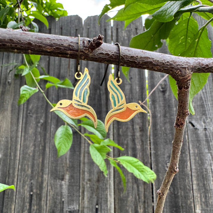Hummingbird Stained Glass Resin Earrings