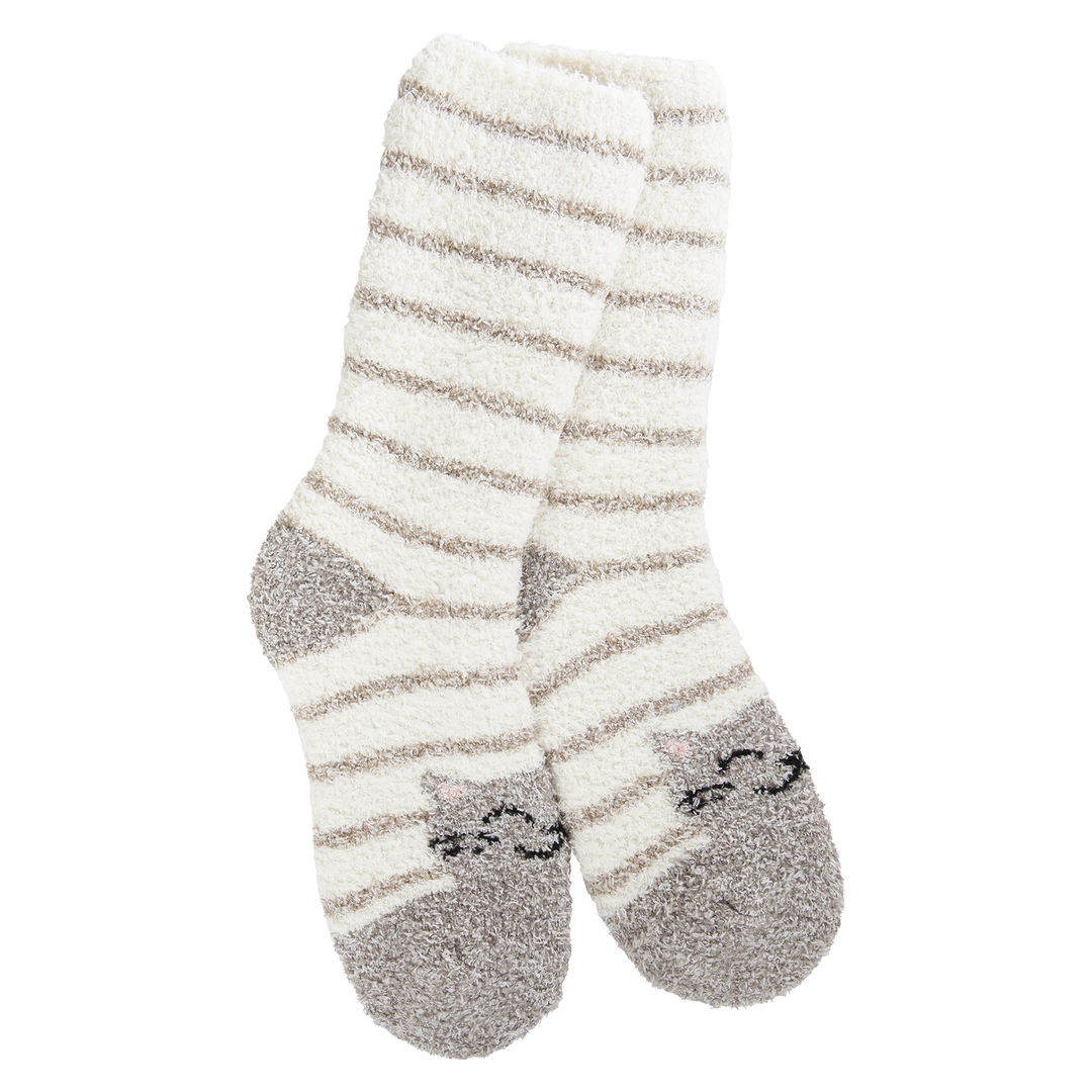 World's Softest Cozy Crew Socks - Cat Stripe