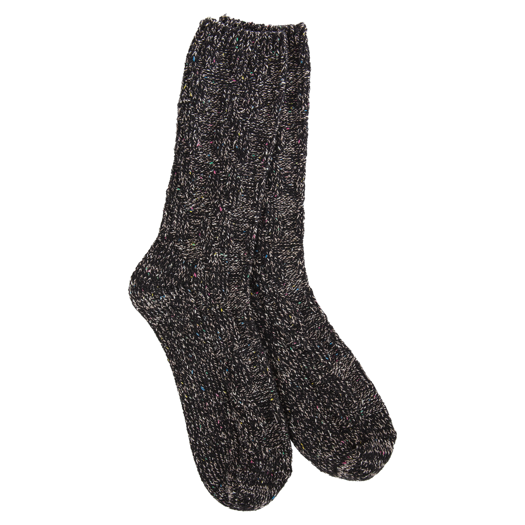 World's Softest Ragg Cable Crew - Black Confetti
