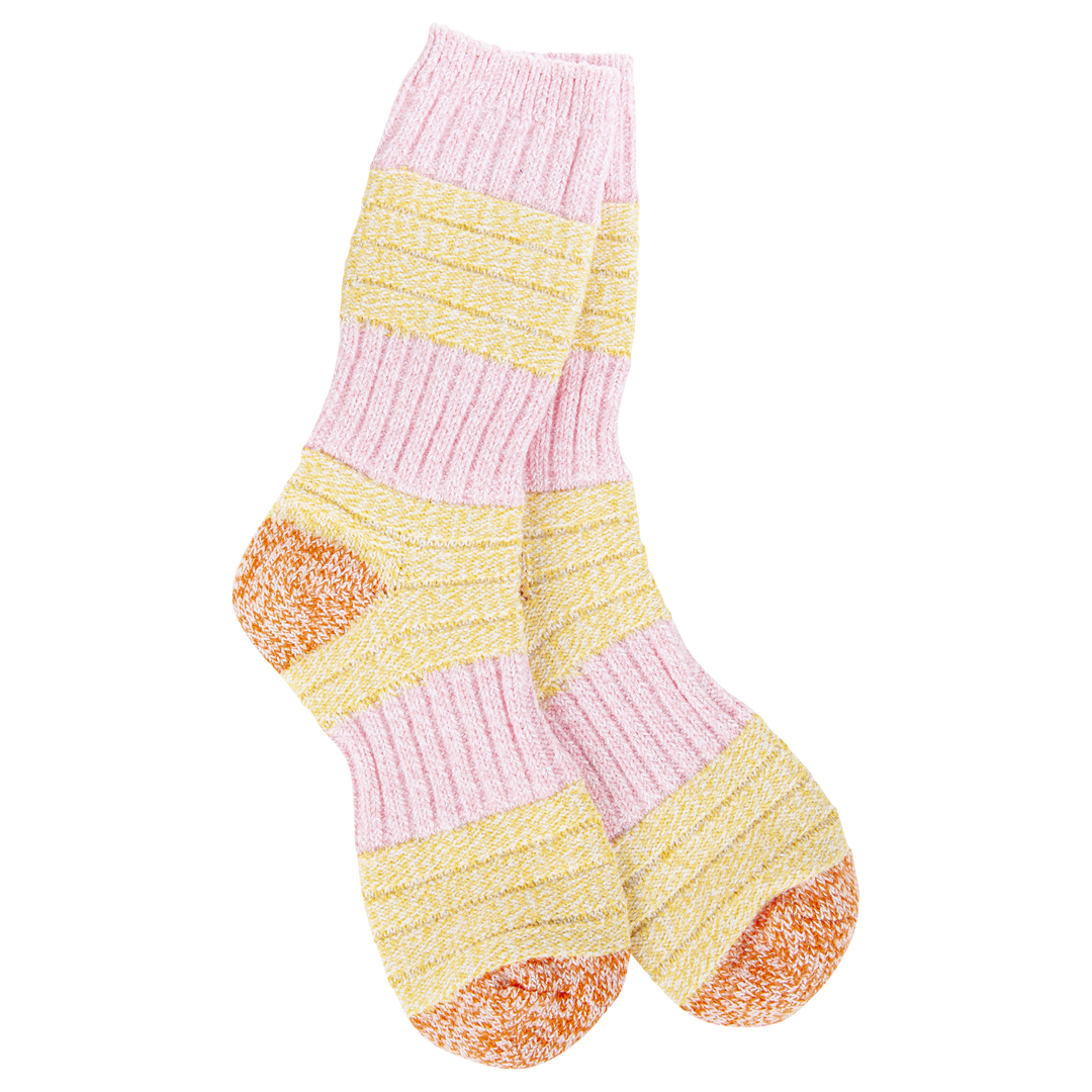 Weekend Patch Crew Socks Pink/Honey