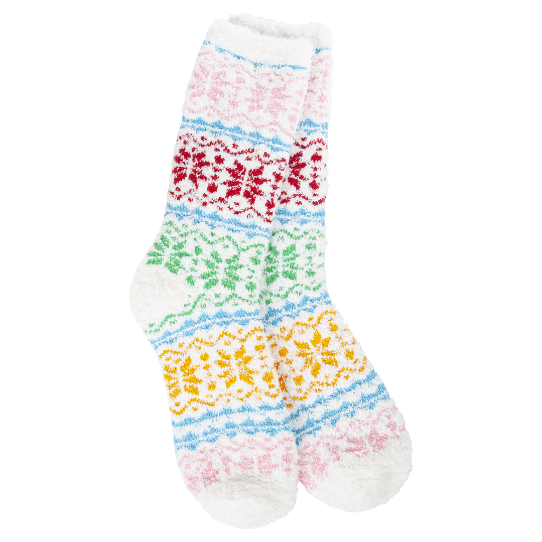 World's Softest Cozy Cali Crew Socks - Fair Isle Whimsical