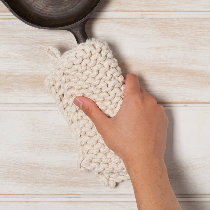 Natural Knit Potholder - Merry Piglets
