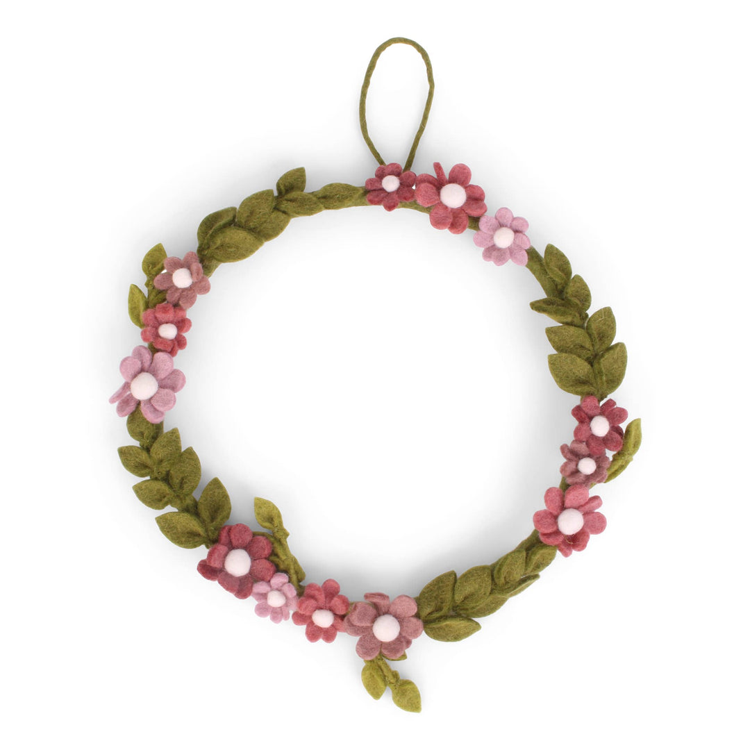 Dusty Rose Wool Flower Wreath