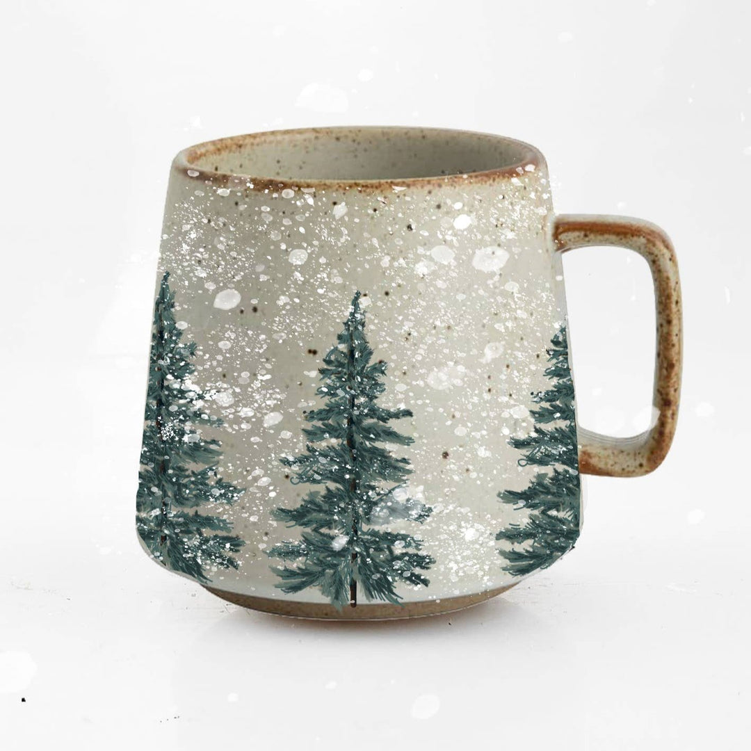Evergreen Snowy Trees Stoneware Mug