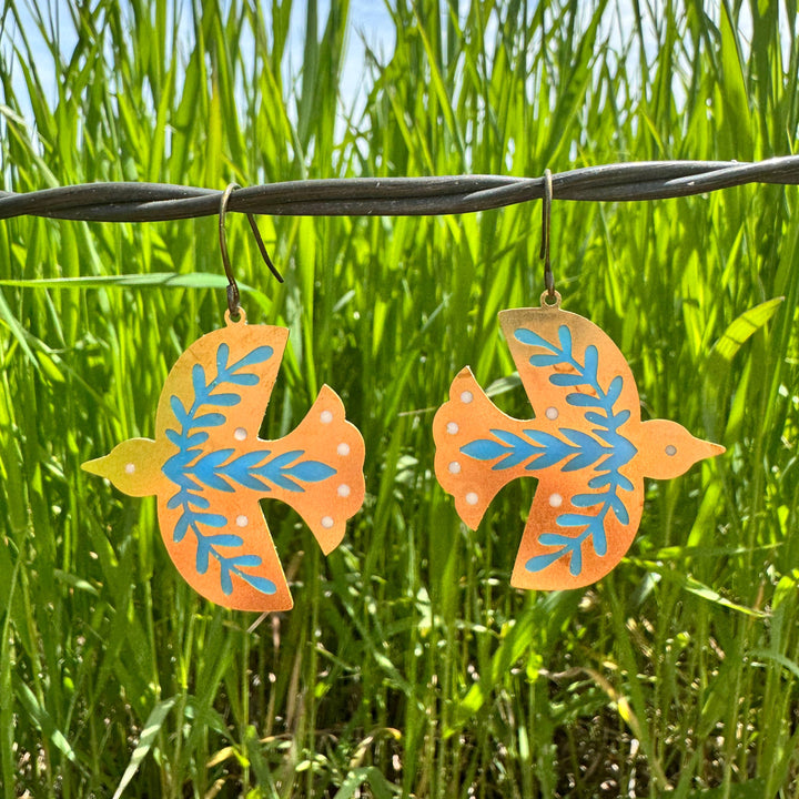 Dala Bird Stained Glass Resin Earrings