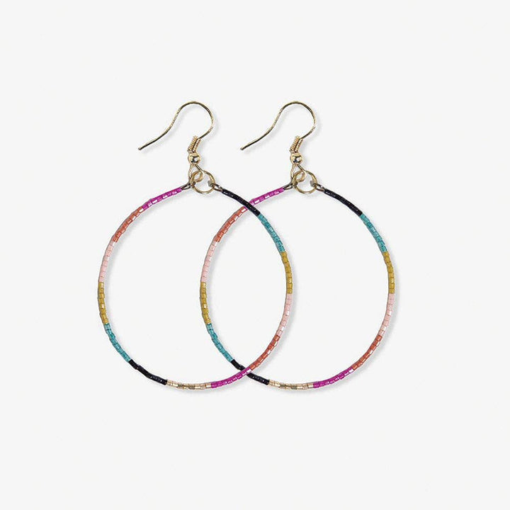 Beaded Hoop Earrings Rainbow
