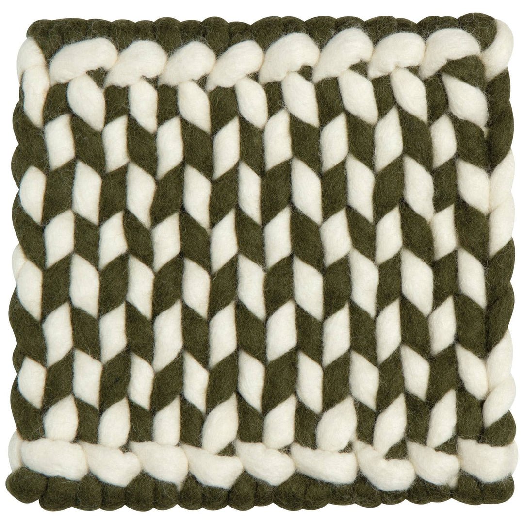 Olive Braid Felt Wool Trivet