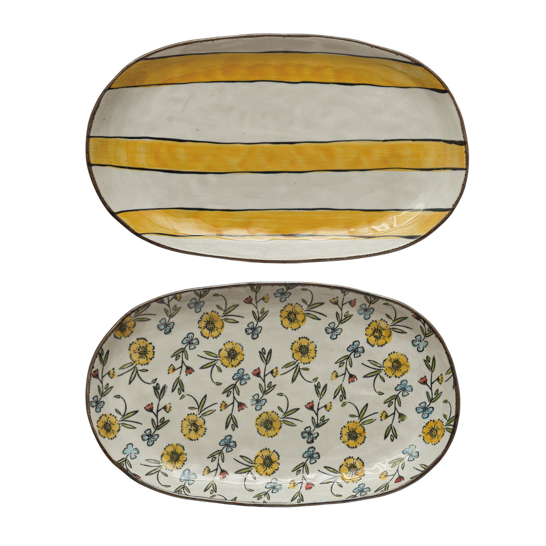 Hand Painted Stoneware Platter - Merry Piglets