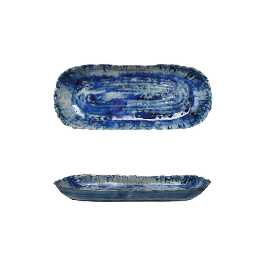 Blue Crackle Glaze Platter