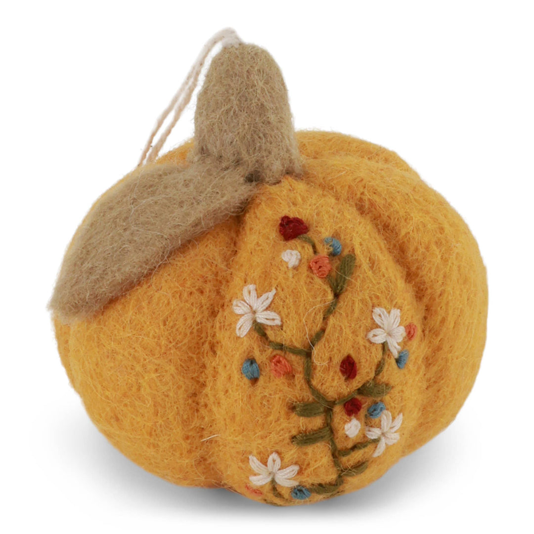 Golden Wool Pumpkin w/ Embroidery