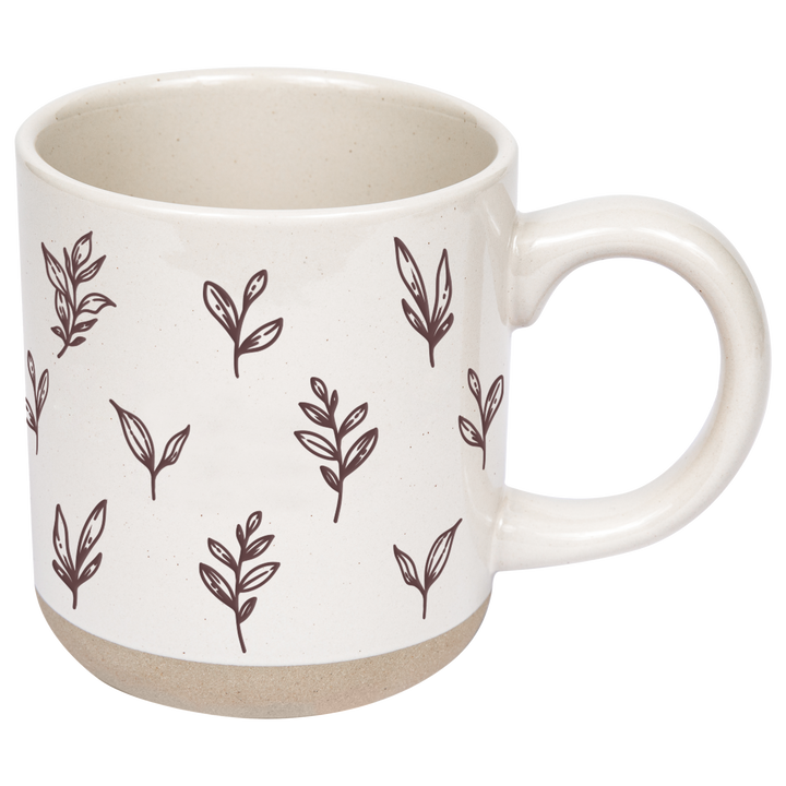 Brown Leaves Stoneware Coffee Mug