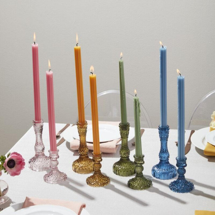 Glass Candlestick Short - Merry Piglets