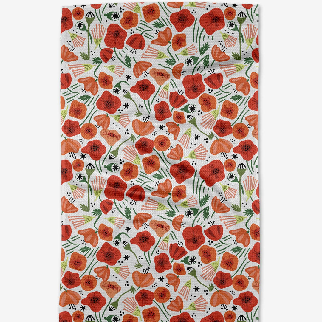Geometry - Poppy Power Tea Towel - Merry Piglets
