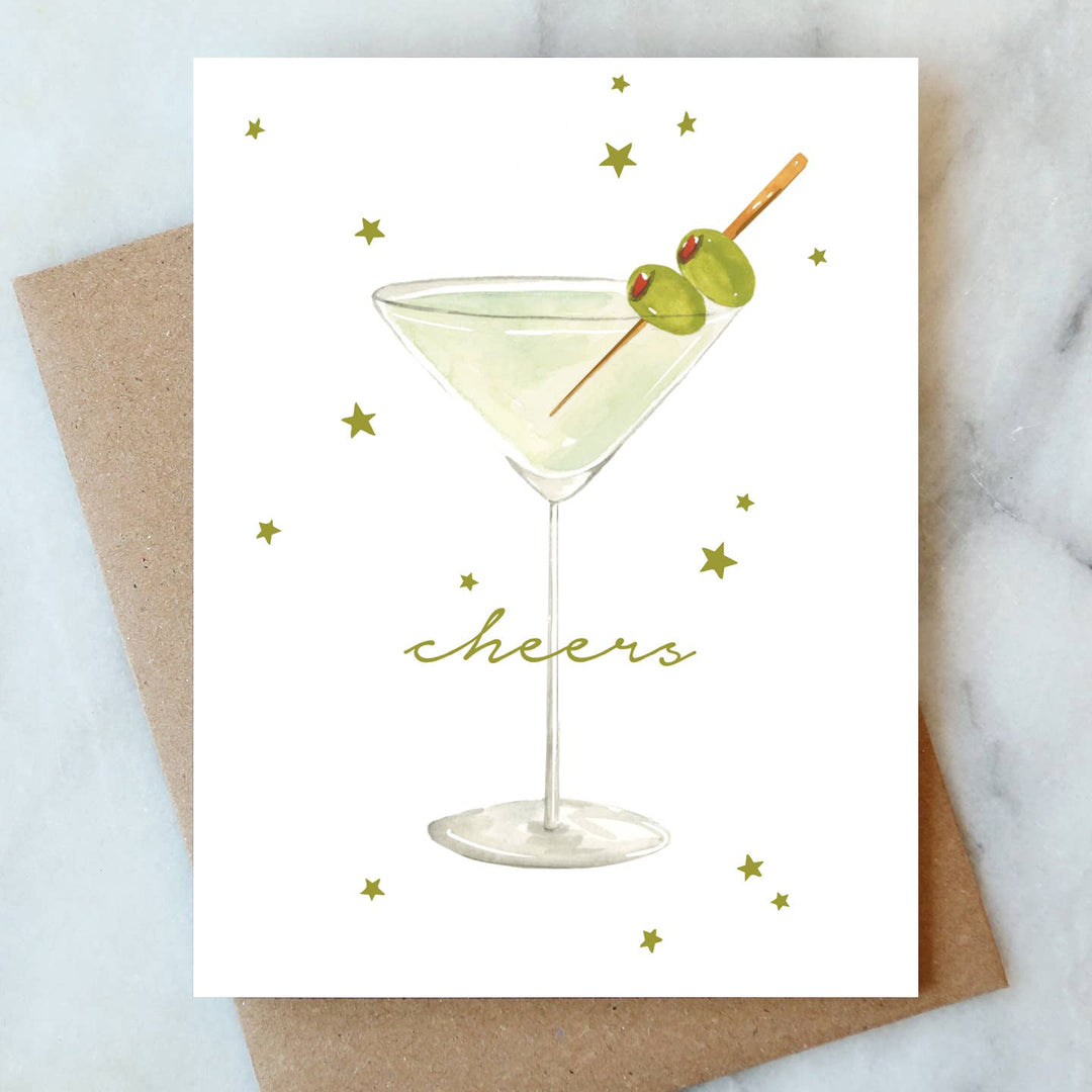 Martini Cheers Greeting Card - Merry Piglets