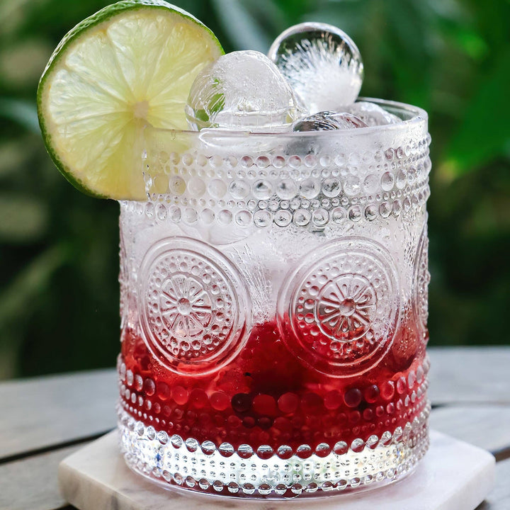 Hobnail Clear Drinking Glass 10 oz - Merry Piglets