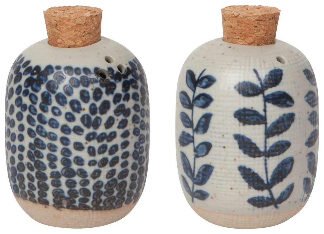 Blue Floral Salt & Pepper Shakers - Merry Piglets