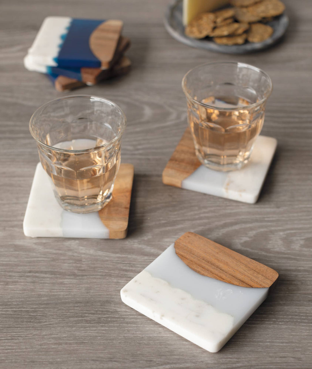 Marble and Wood Coasters Set of 4 - Merry Piglets
