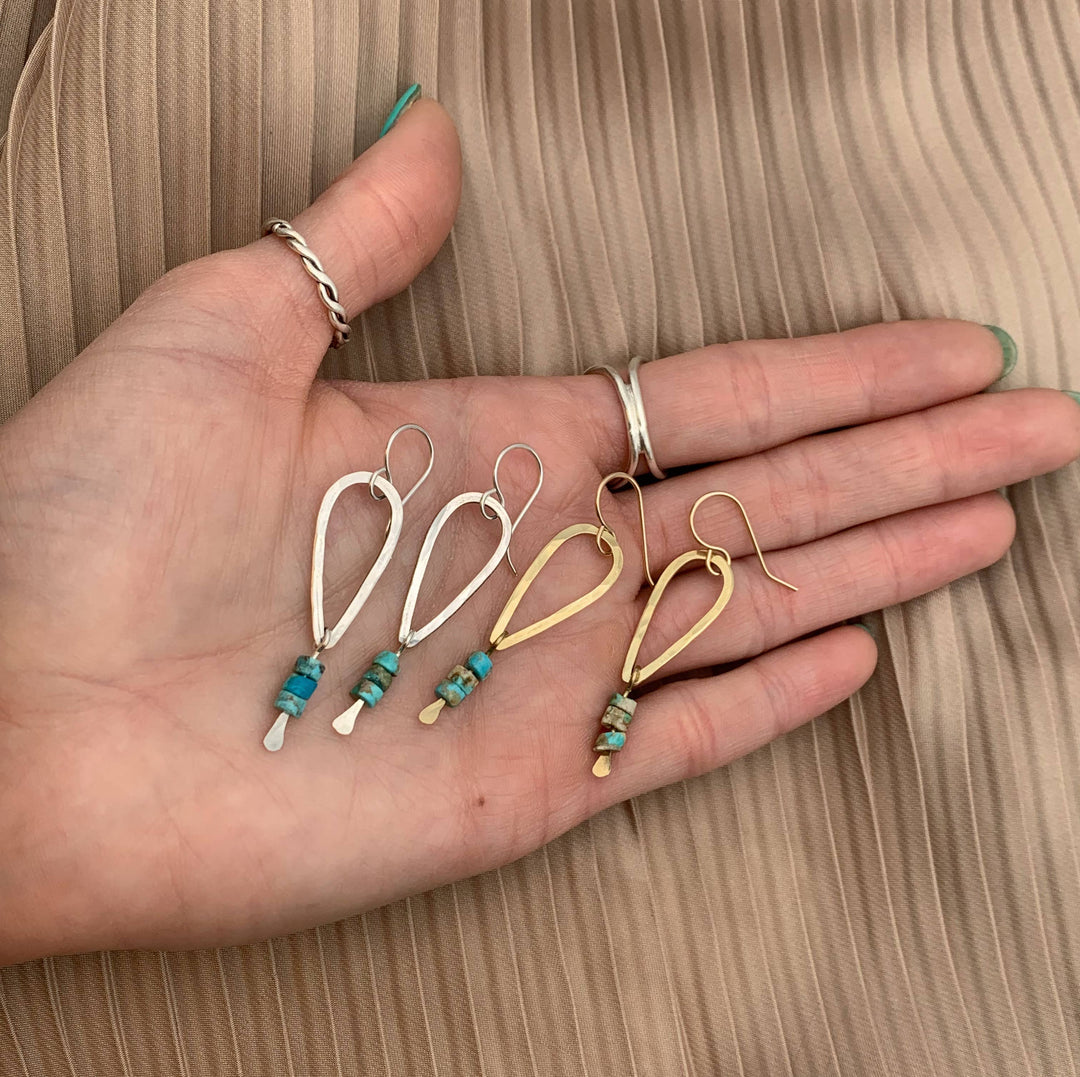Silver Heishi Beads Drop Earrings