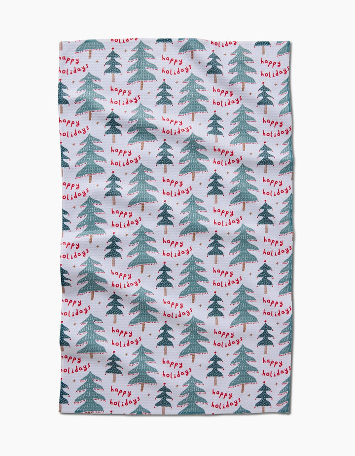 Berry Happy Holidays Geometry Tea Towel