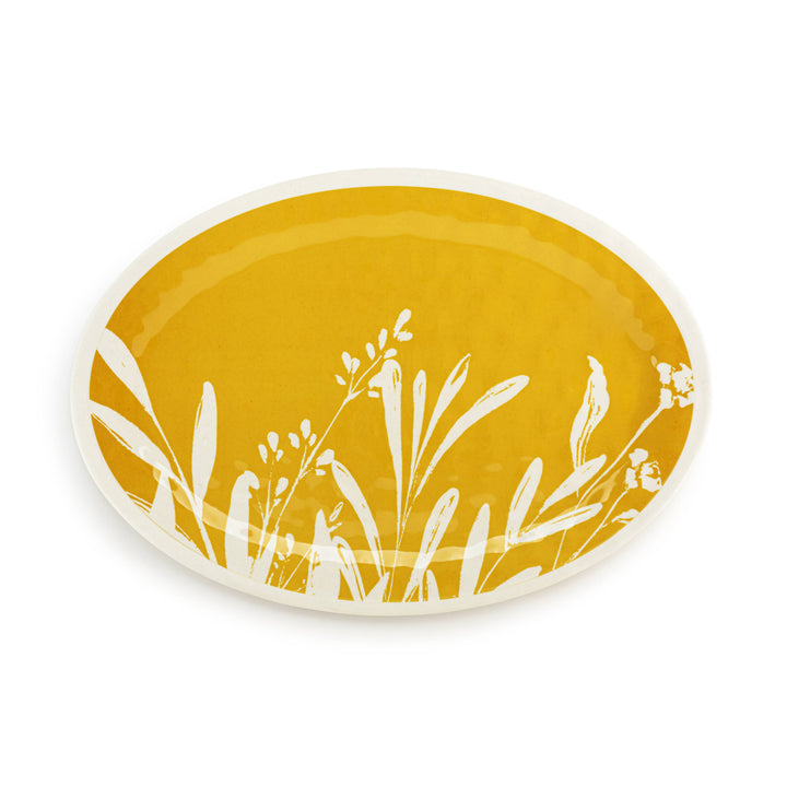 Gold Leaves Large Melamine Oval Platter