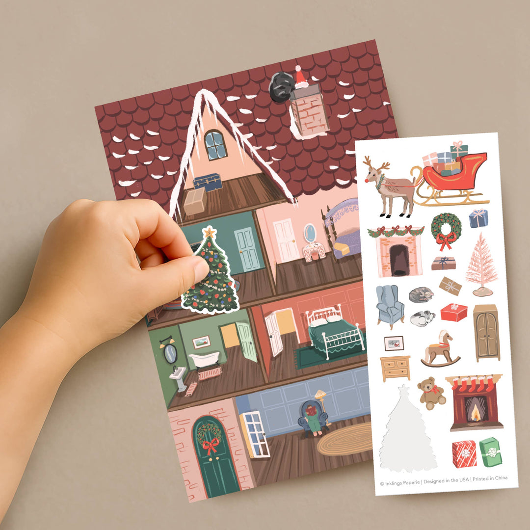 Holiday House Sticker Scene Greeting Card
