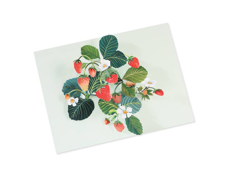 Strawberries Pop-Up Greeting Card - Merry Piglets