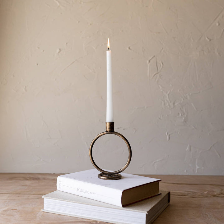 Kacela Brass Round Taper Candle Holder