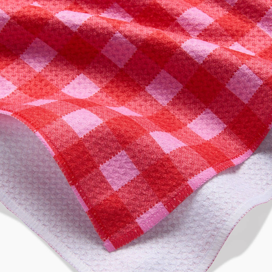 Cherry Gingham Geometry Tea Towel