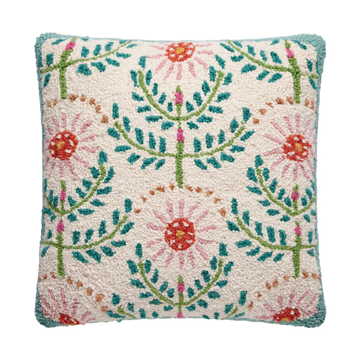 Garden Party Wool Hooked Pillow