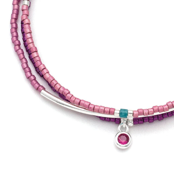 Bracelet Trio - Fuchsia/Silver