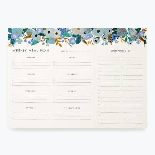 Garden Party Blue Meal Planner Notepad