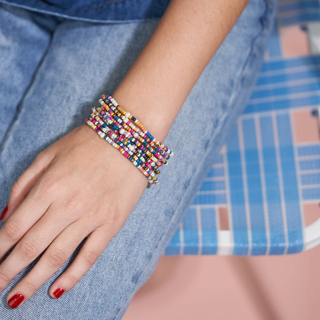 Beaded 10 Strand Stretch Bracelets - Multicolor