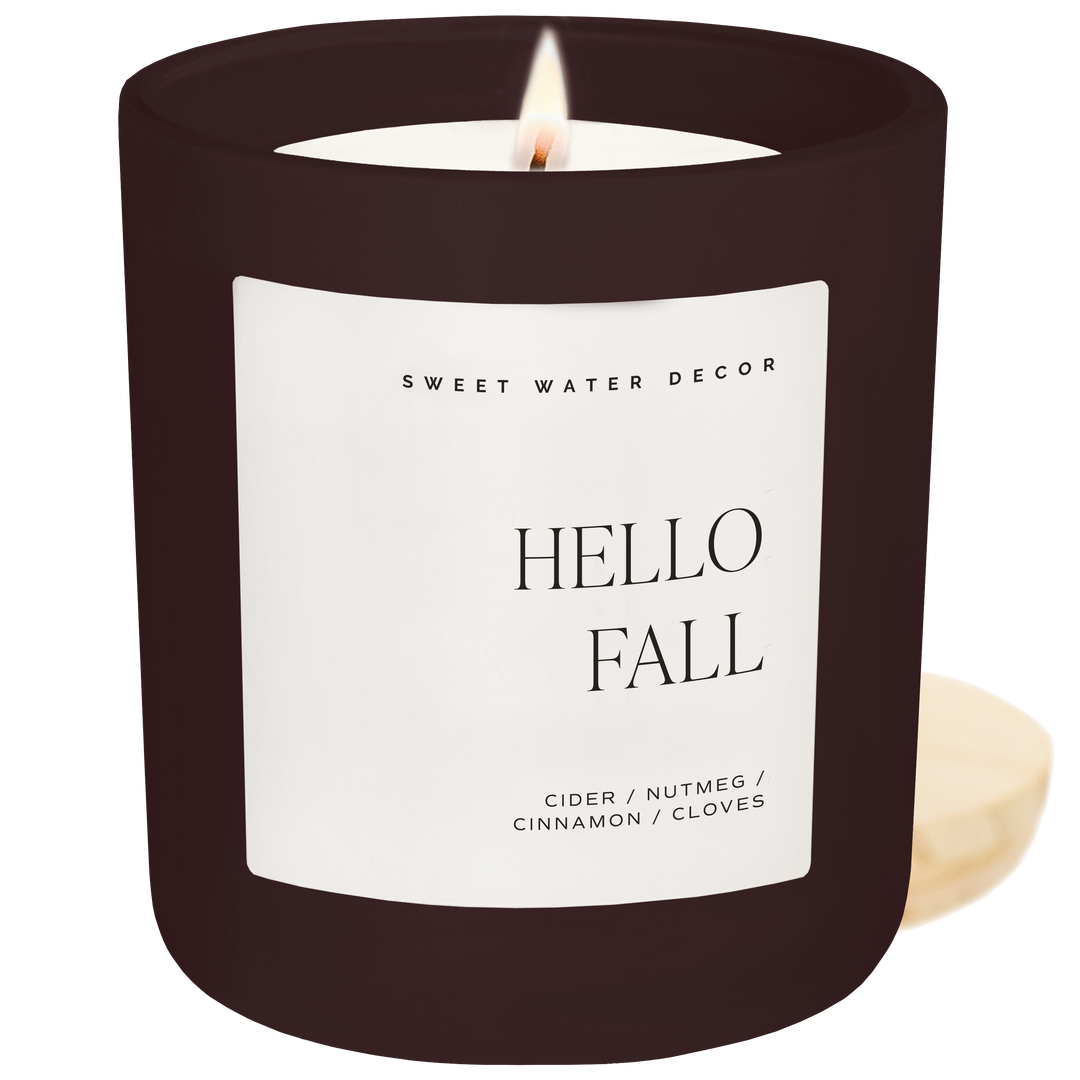 Hello Fall Brown Matte Candle