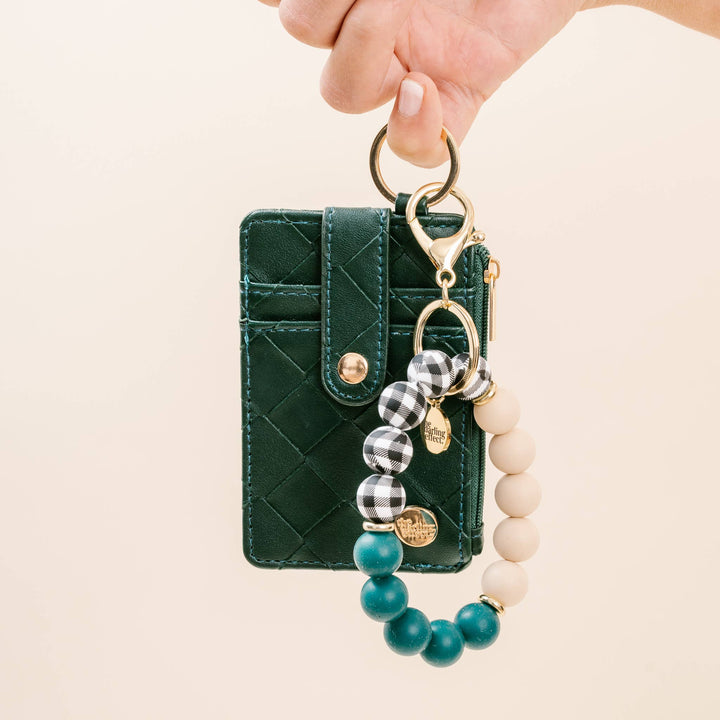 Dark Green Woven Keychain Wallet