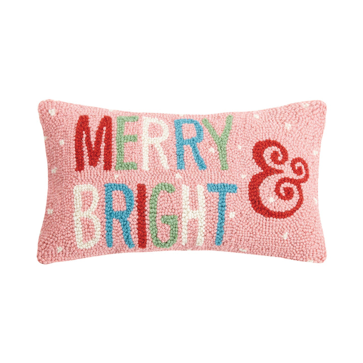 Merry + Bright Wool Hooked Pillow