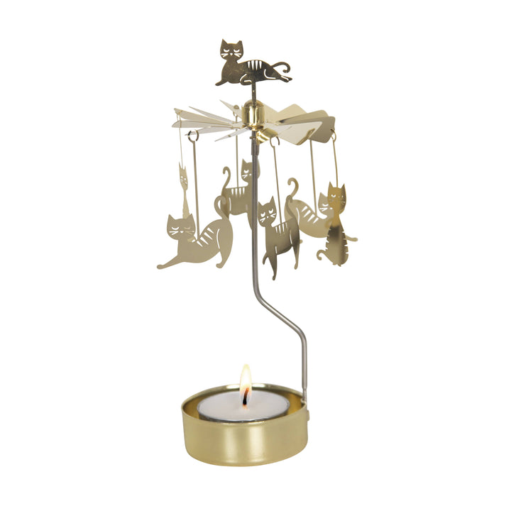 Gold Cat Rotary Candleholder